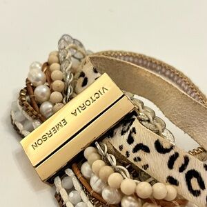 Victoria Emerson Gold and Leopard Beaded Bracelet
